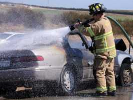 Two seriously hurt in fiery crash