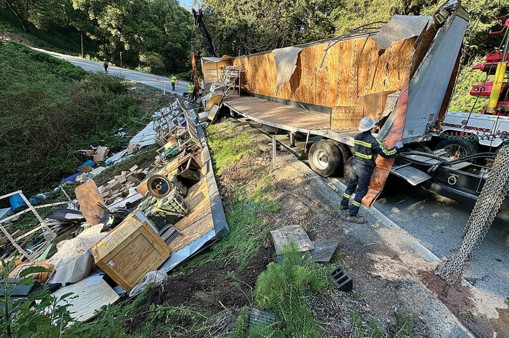 highway 152 hecker pass big rig flip