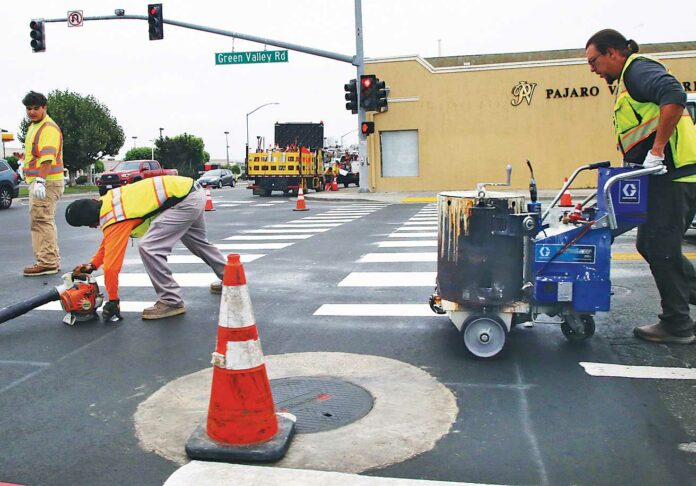 freedom boulevard repaving striping green valley road