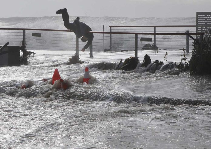 capitola village high surf