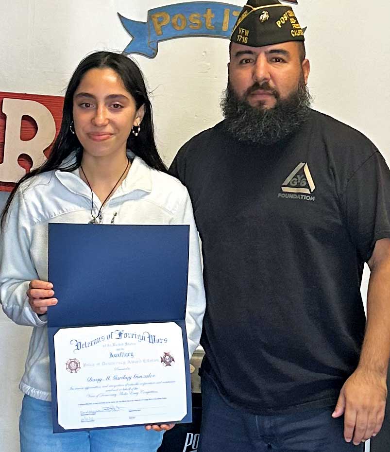 Veterans of Foreign Wars Post 1716 student award