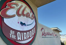 Ella’s at the Airport closes Sign for the restaurant Ella's at the Airport