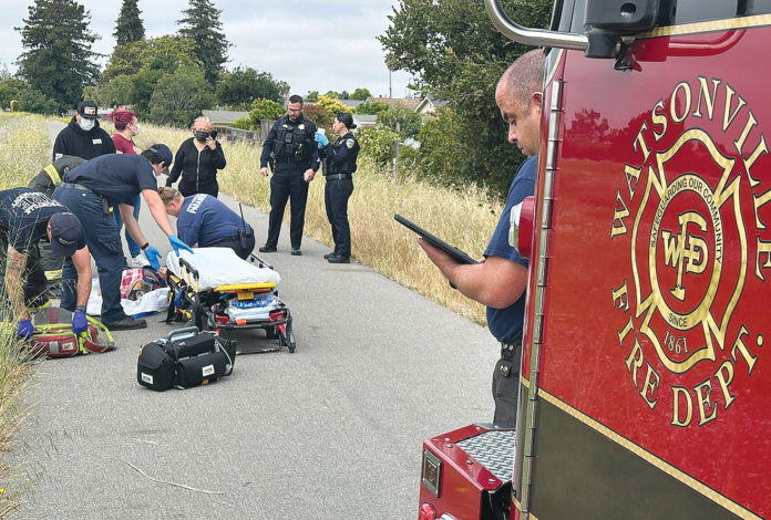 paj2526_hit-&-run-for-city-council Police and paramedics at the scene of an accident