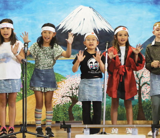 Watsonville Buddhist Temple hosts annual Japanese cultural program Five children performing on stage